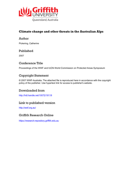 4. Climate Change and Other Threats in the Australian Alps