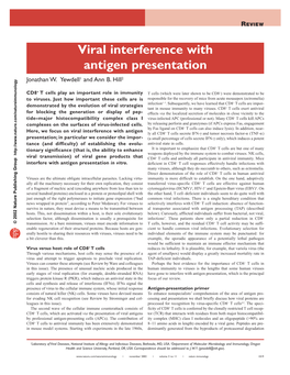 Viral Interference with Antigen Presentation Jonathan W