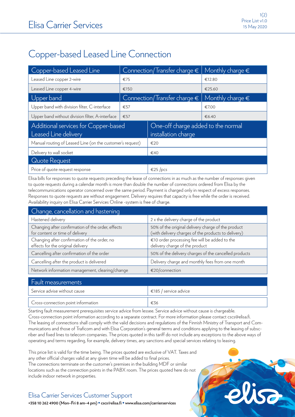 Elisa Carrier Services Copper-Based Leased Line Connection