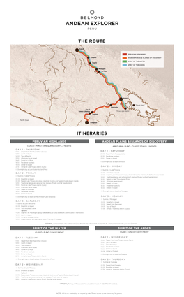 The Route Itineraries