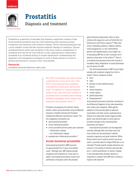 Prostatitis Diagnosis and Treatment Gretchen Dickson