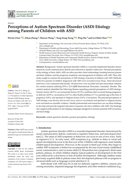 Perceptions of Autism Spectrum Disorder (ASD) Etiology Among Parents of Children with ASD