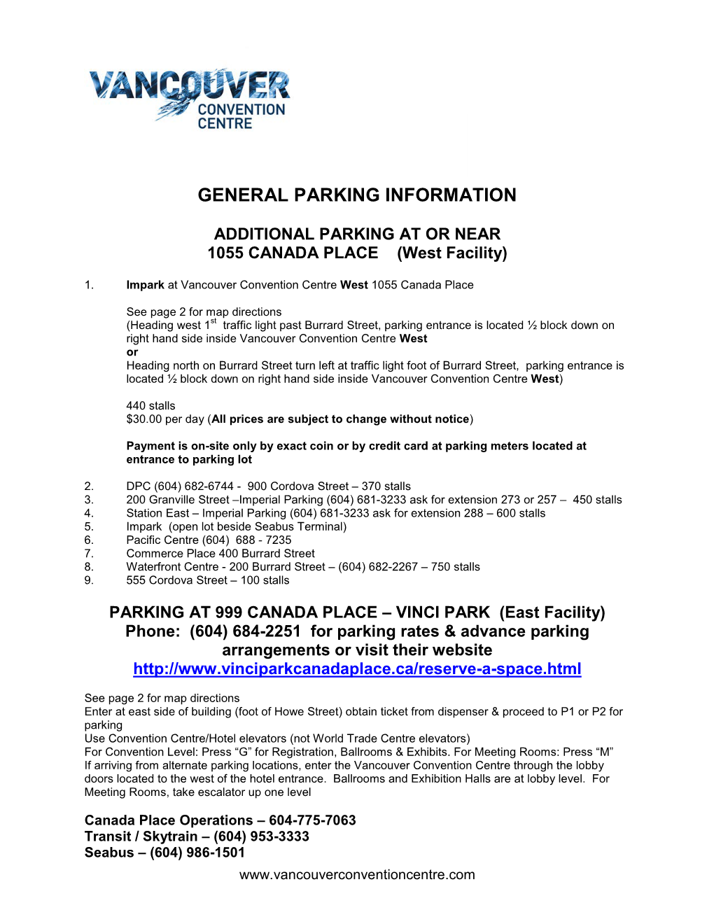 General Parking Information