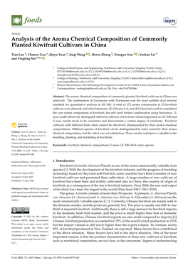 Analysis of the Aroma Chemical Composition of Commonly Planted Kiwifruit Cultivars in China