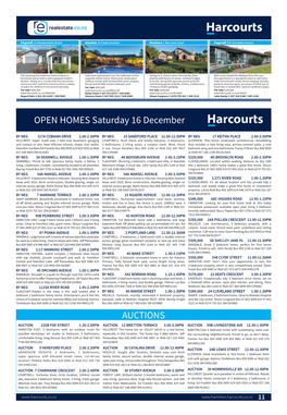 OPEN HOMES Saturday 16 December AUCTIONS