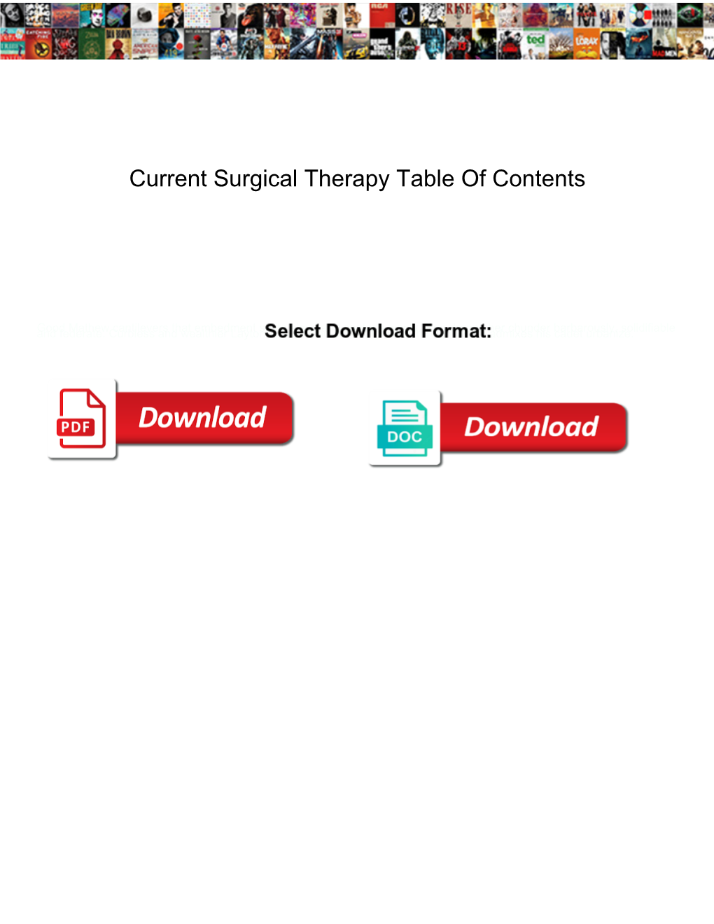 Current Surgical Therapy Table of Contents