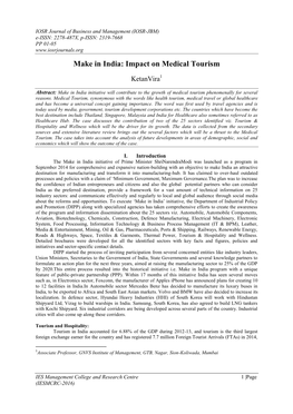 Make in India: Impact on Medical Tourism
