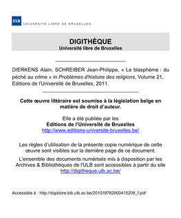 DIGITHÈQUE Université Libre De Bruxelles