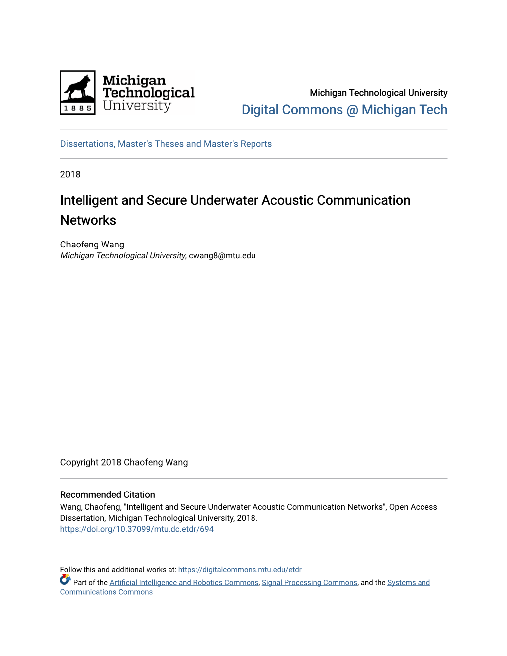 Intelligent and Secure Underwater Acoustic Communication Networks