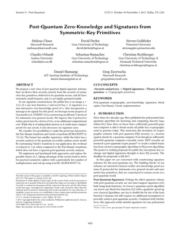 Post-Quantum Zero-Knowledge and Signatures from Symmetric-Key Primitives