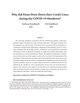 Why Did Firms Draw Down Their Credit Lines During the COVID-19 Shutdown?*