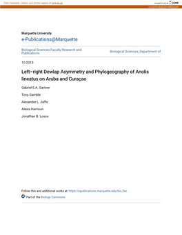 Left–Right Dewlap Asymmetry and Phylogeography of Anolis Lineatus on Aruba and Curaçao