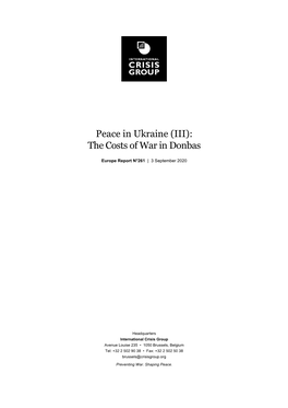 Peace in Ukraine (III): the Costs of War in Donbas