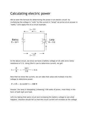 Calculating Electric Power