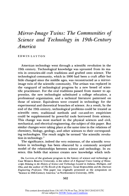 Mirror-Image Twins: the Communities of Science and Technology in 19Th-Century America