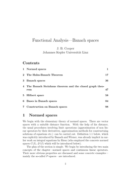 Functional Analysis—Banach Spaces