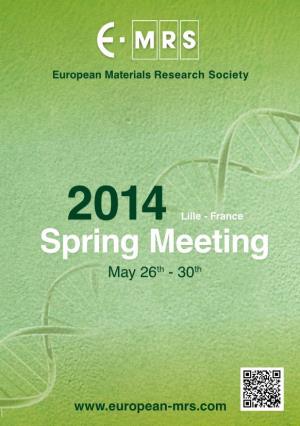 Spring Meeting May 26Th - 30Th