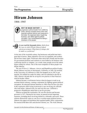 Hiram Johnson 1866–1945