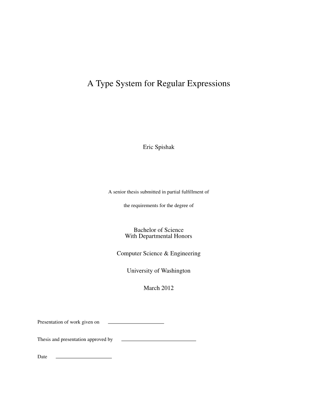 A Type System for Regular Expressions