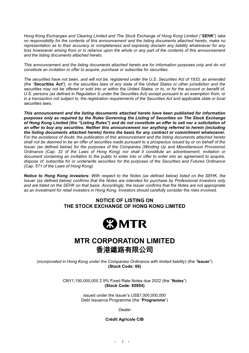 Mtr Corporation Limited 香港鐵路有限公司