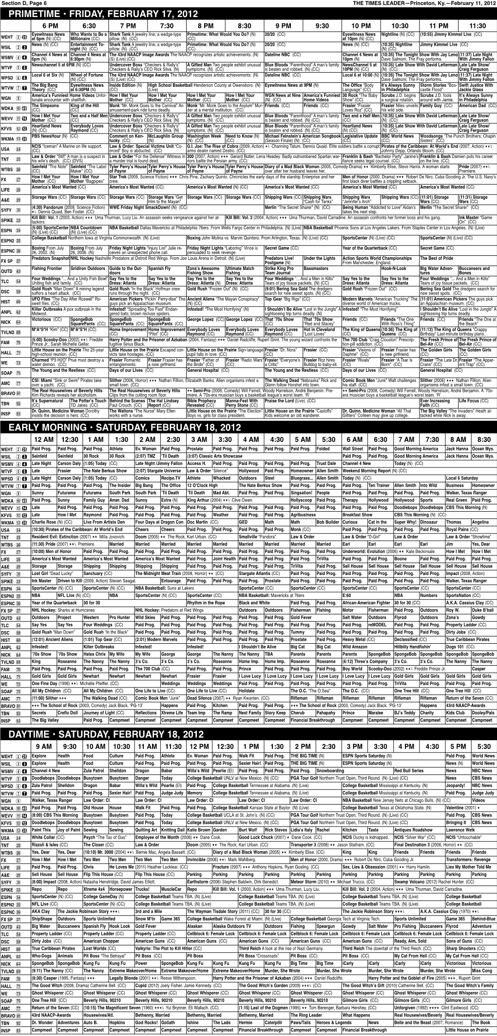 Primetime • Friday, February 17, 2012 Early Morning