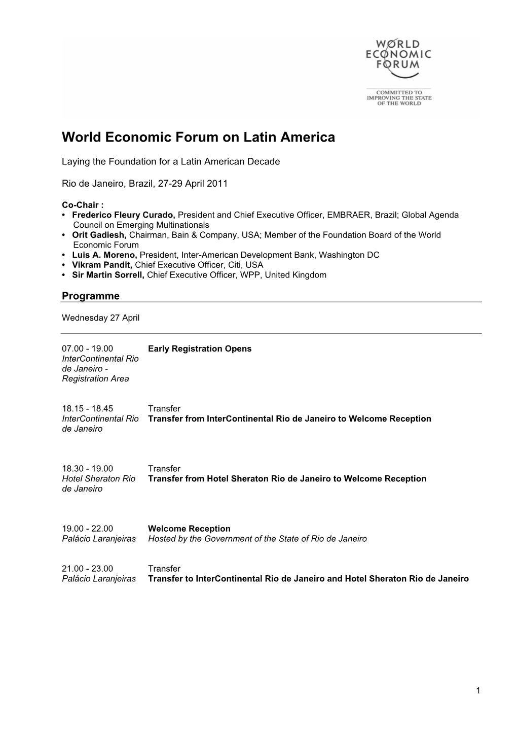 World Economic Forum on Latin America