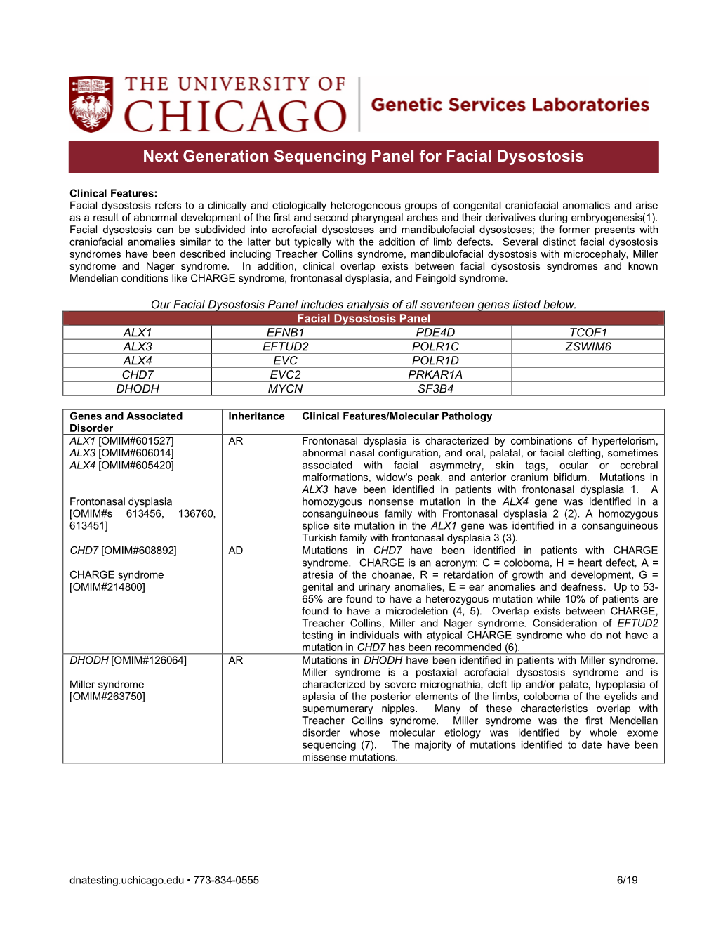 Facial Dysostosis Information Sheet 6-10-19