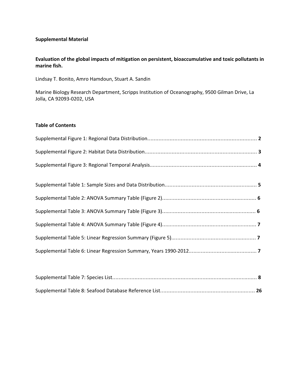 Supplemental Material Evaluation of the Global Impacts of Mitigation on Persistent, Bioaccumulative and Toxic Pollutants in Mari