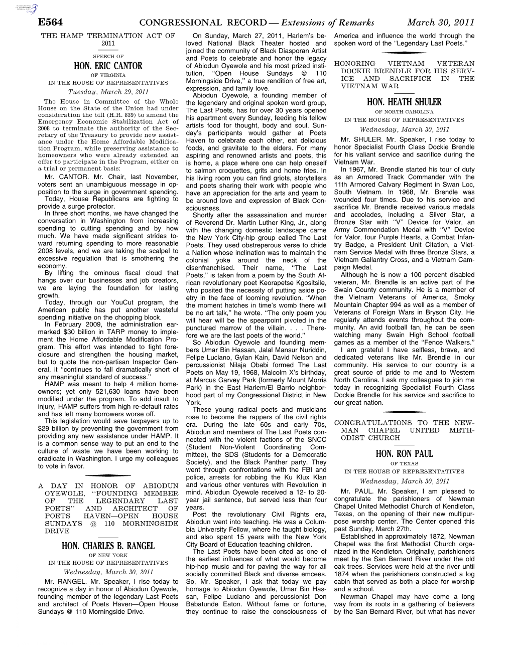 CONGRESSIONAL RECORD— Extensions of Remarks E564 HON