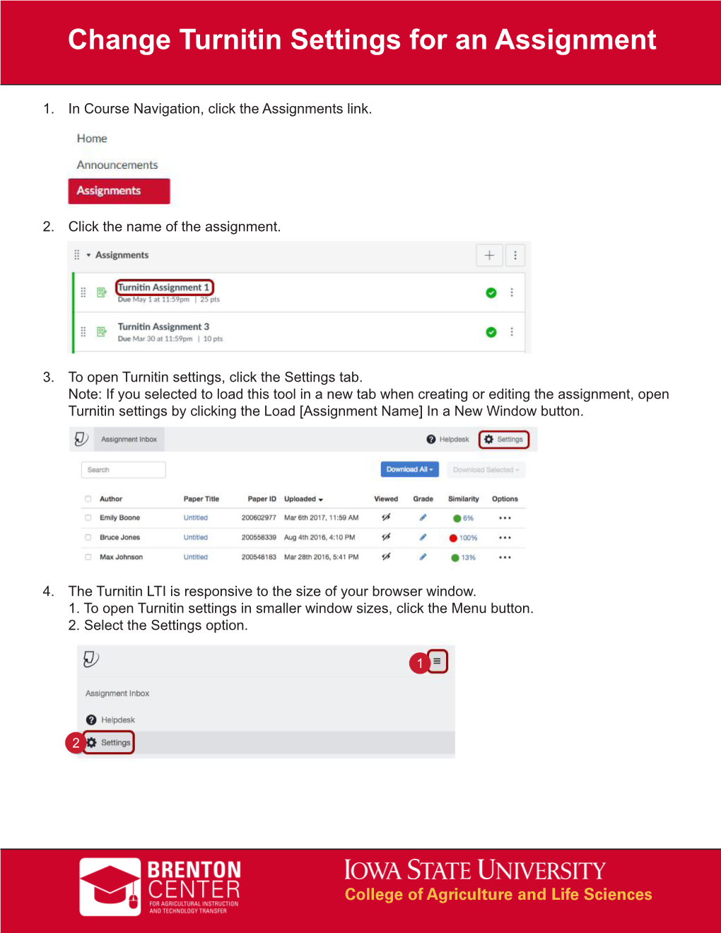 Change Turnitin Settings for an Assignment