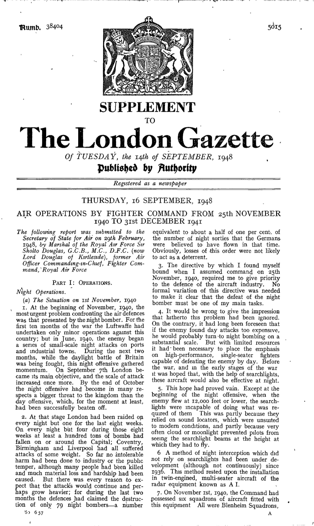 The London of TUESDAY, the 14^ of SEPTEMBER, 1948 by Registered As a Newspaper