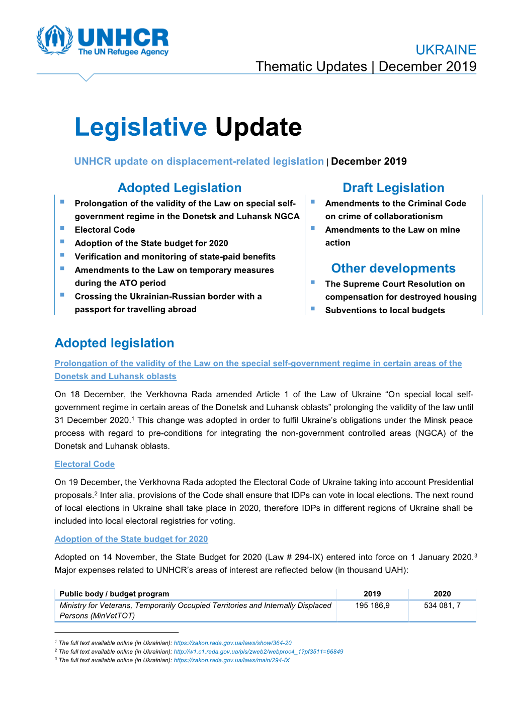 Legislative Update