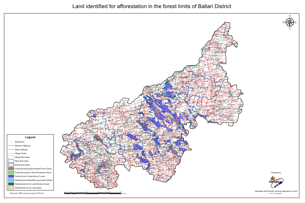 Land Identified for Afforestation in the Forest Limits of Ballari District