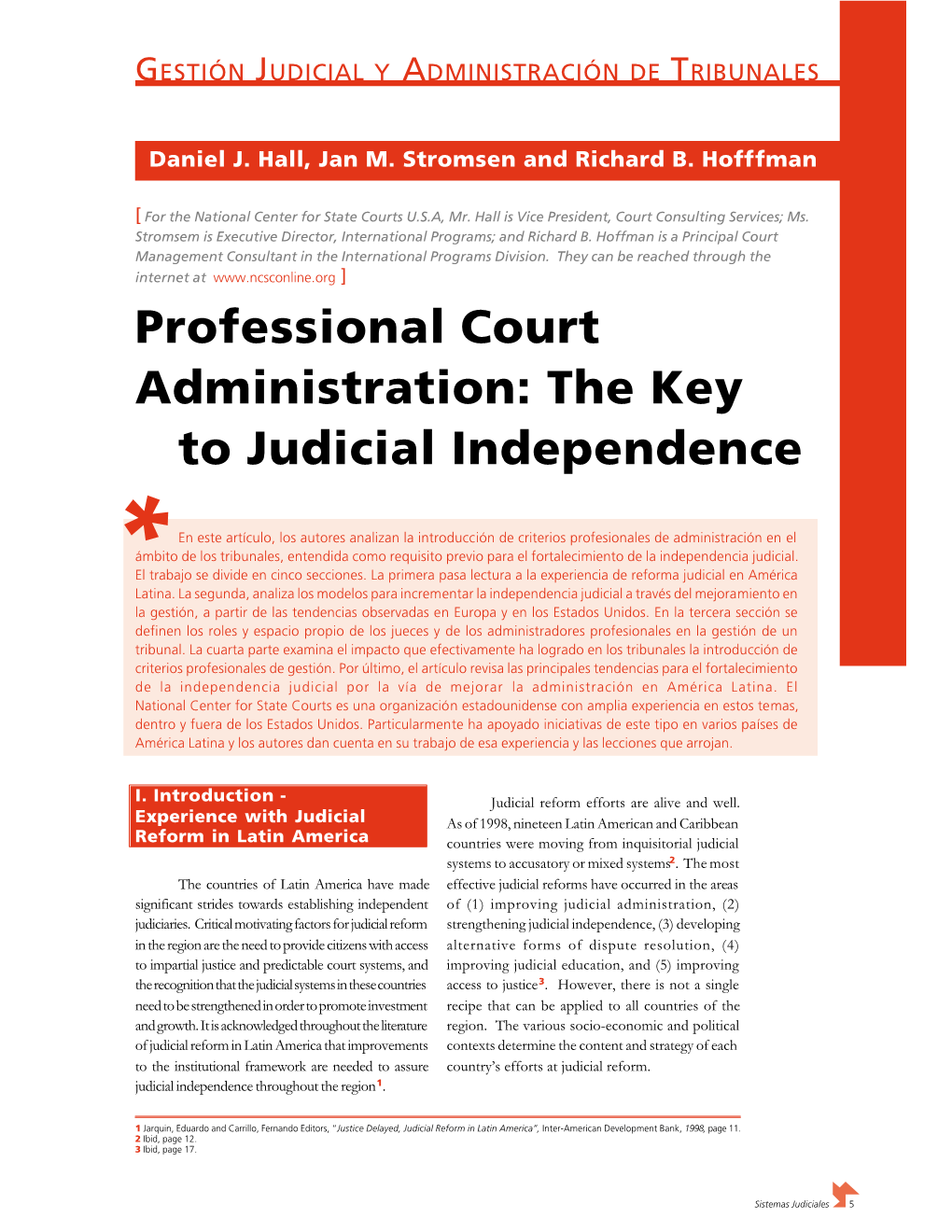 Professional Court Administration: the Key to Judicial Independence