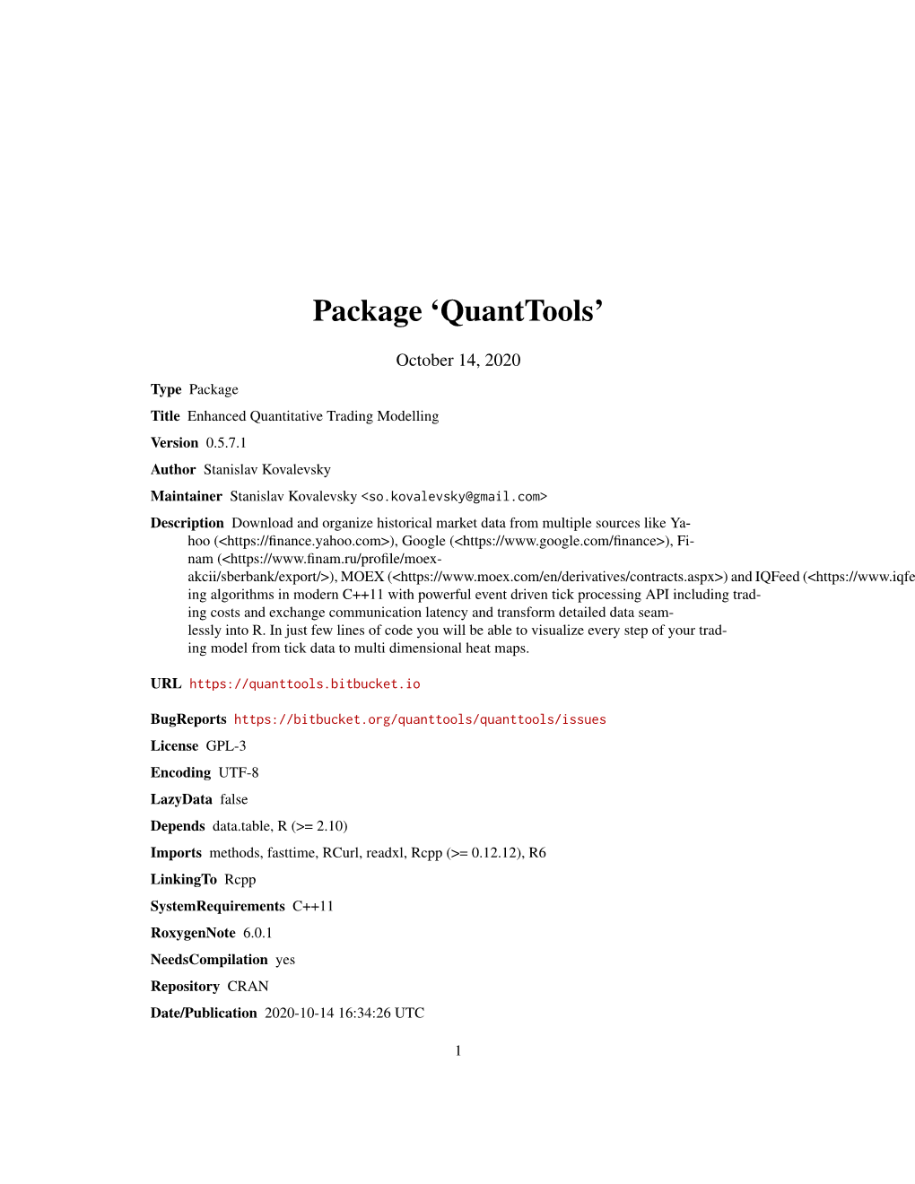 Package 'Quanttools'