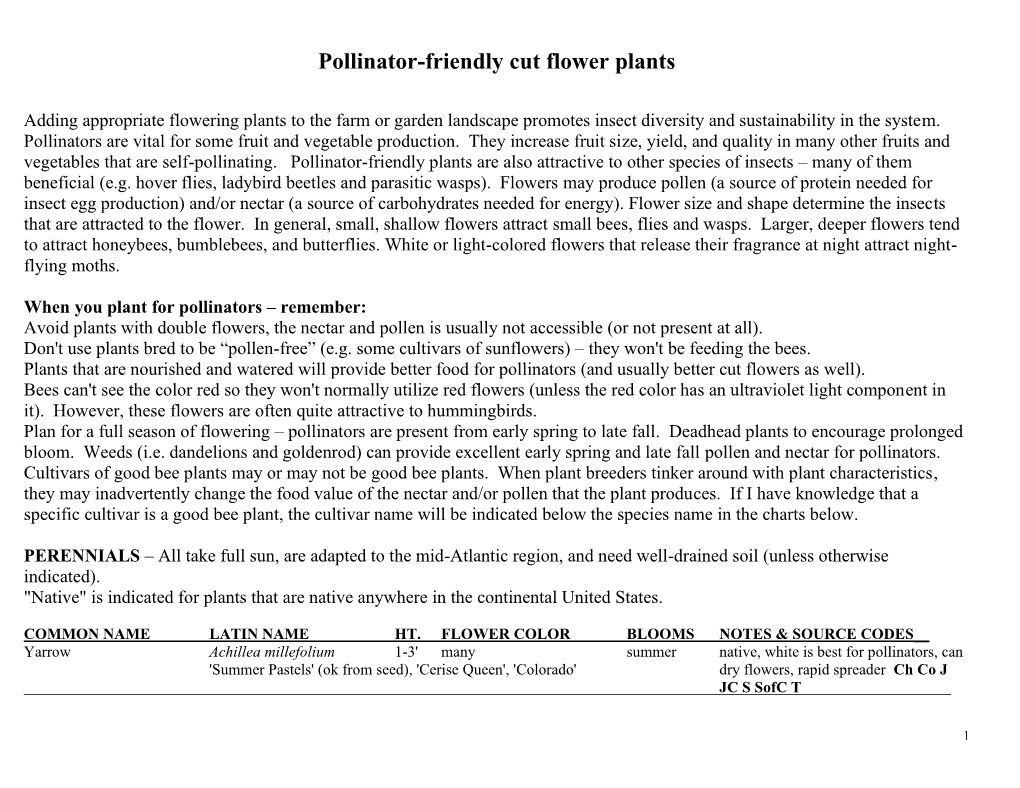 Pollinator-Friendly Cut Flower Plants