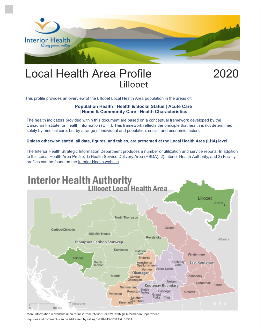 Local Health Area Profile 2020 Lillooet