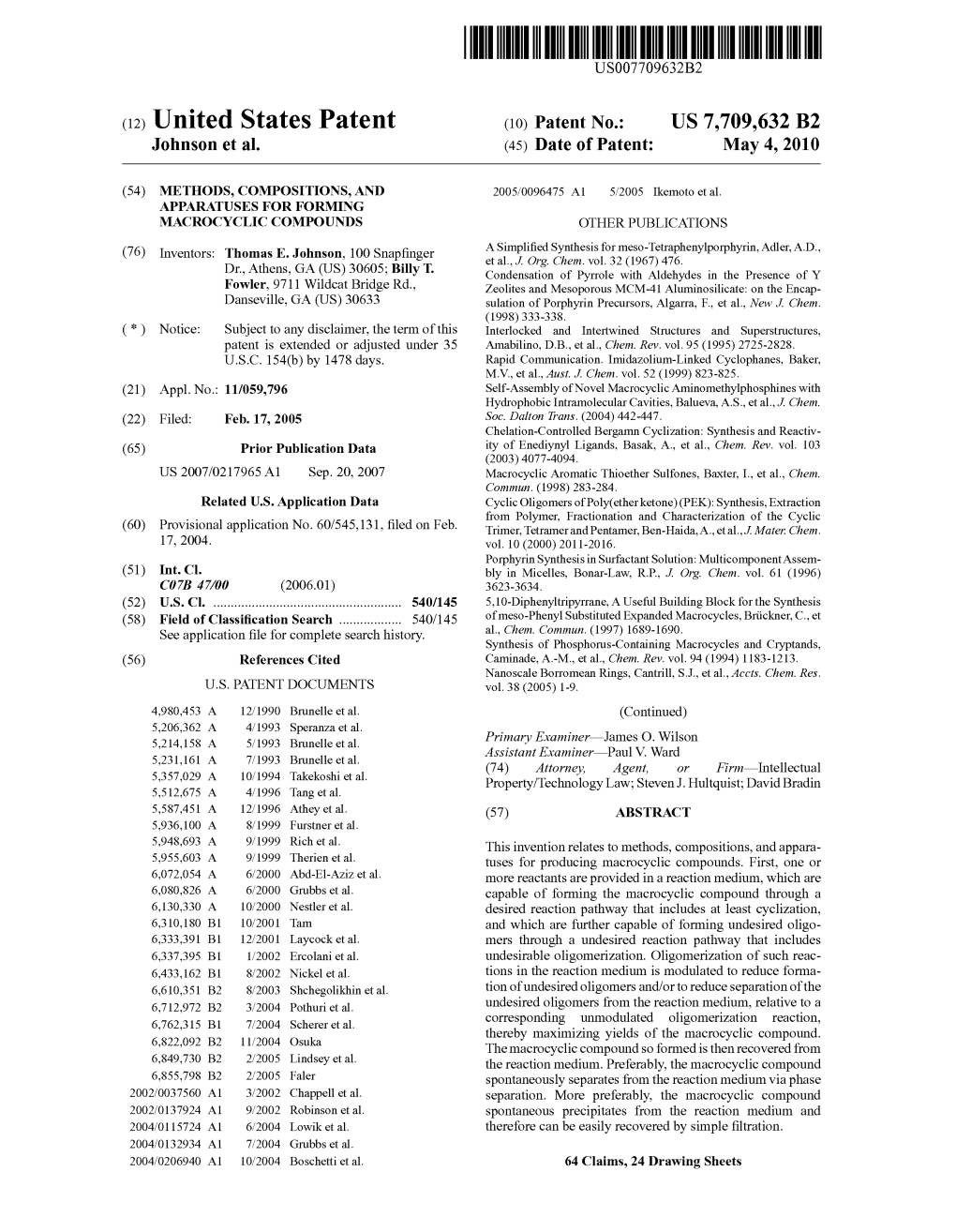 (12) United States Patent (10) Patent No.: US 7,709,632 B2 Johnson Et Al