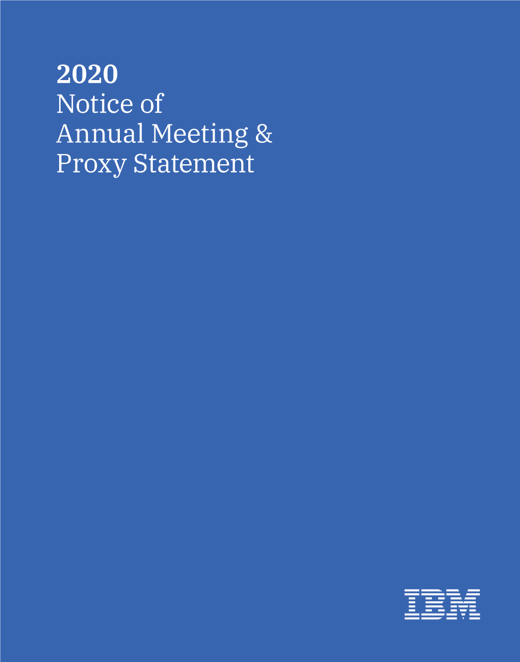 2020 Notice of Annual Meeting & Proxy Statement