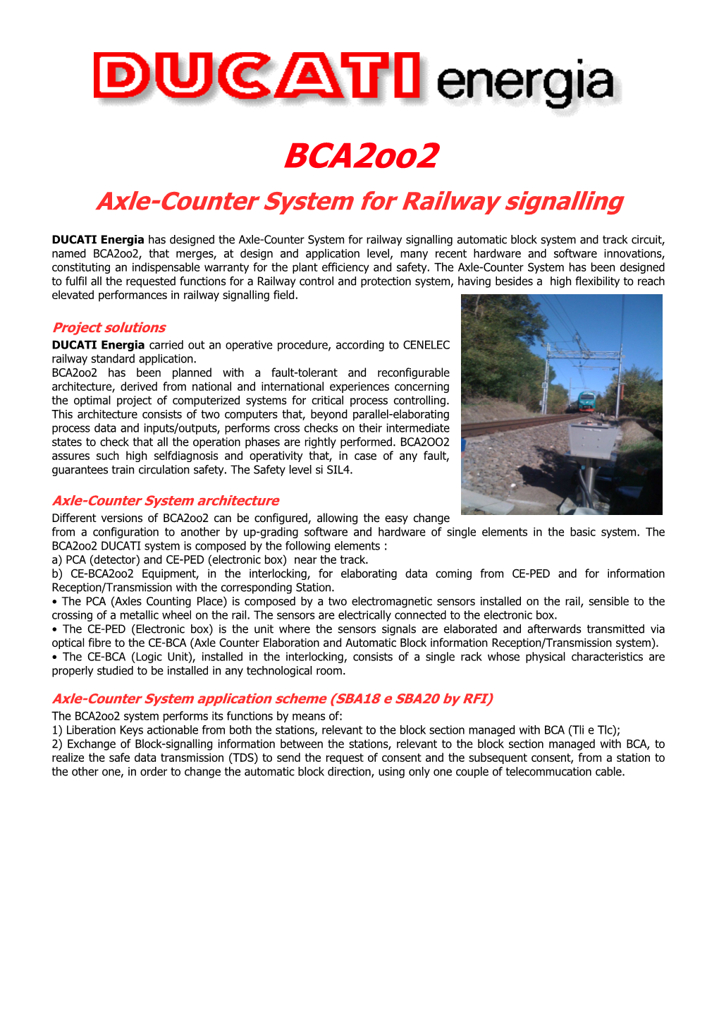 Bca2oo2 Axle-Counter System for Railway Signalling