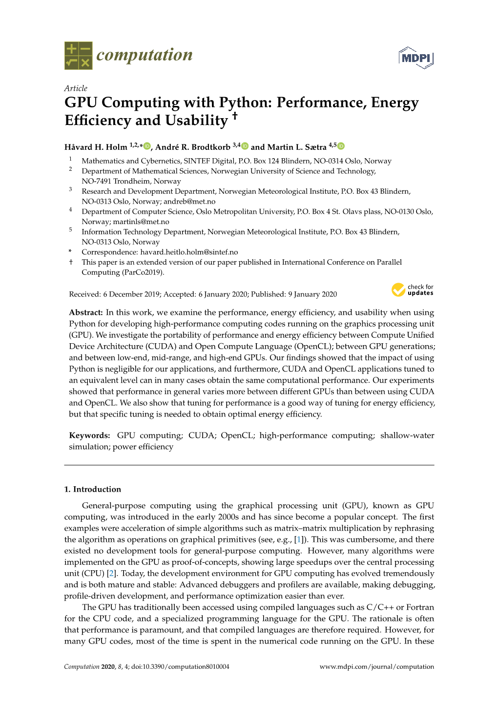 GPU Computing with Python: Performance, Energy Efficiency And