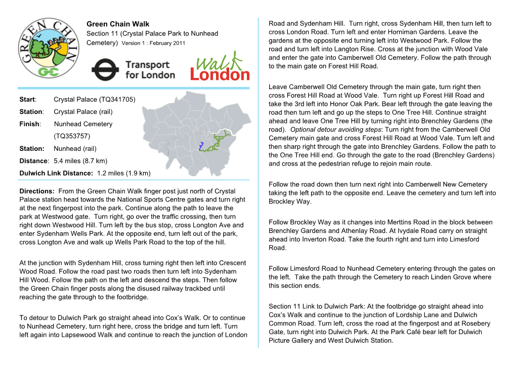 Green Chain Walk Road and Sydenham Hill