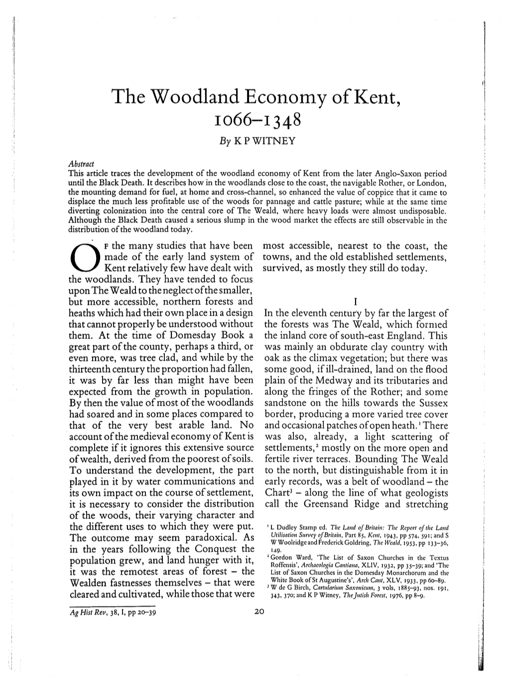 The Woodland Economy of Kent, 1066-1348