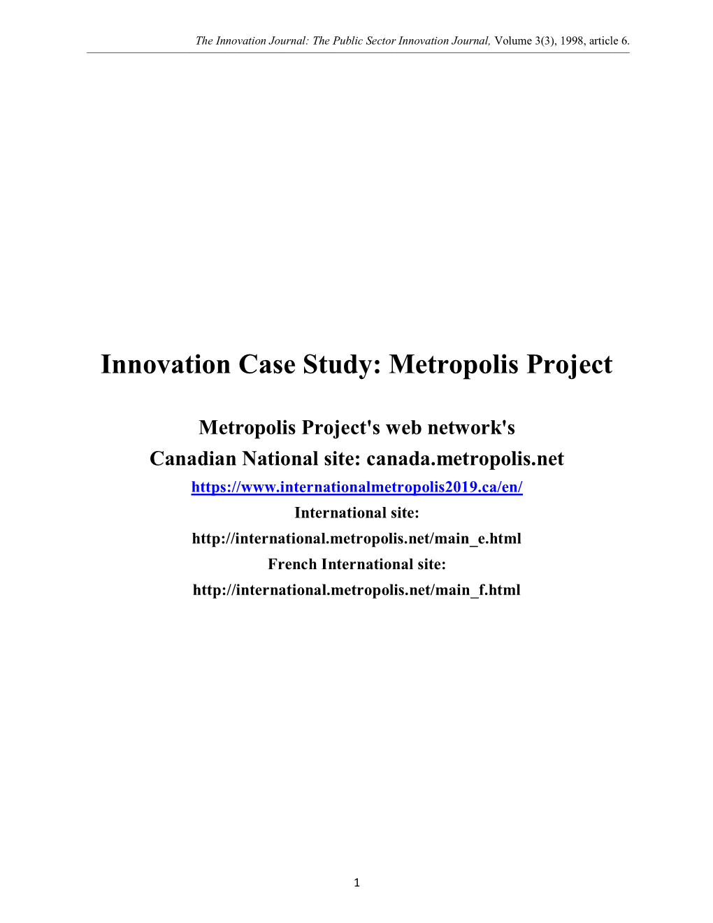 Metropolis Project