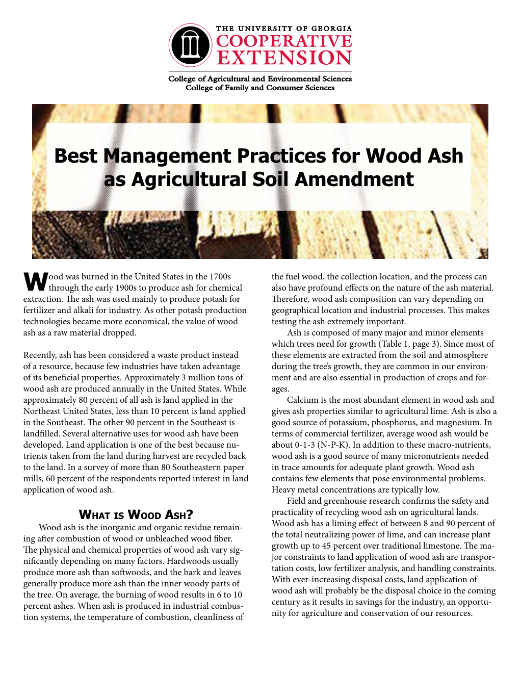 Best Management Practices for Wood Ash As Agricultural Soil Amendment