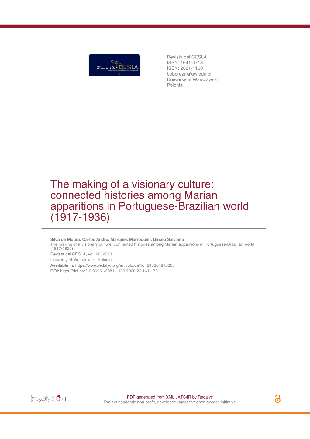 Connected Histories Among Marian Apparitions in Portuguese-Brazilian World (1917-1936)