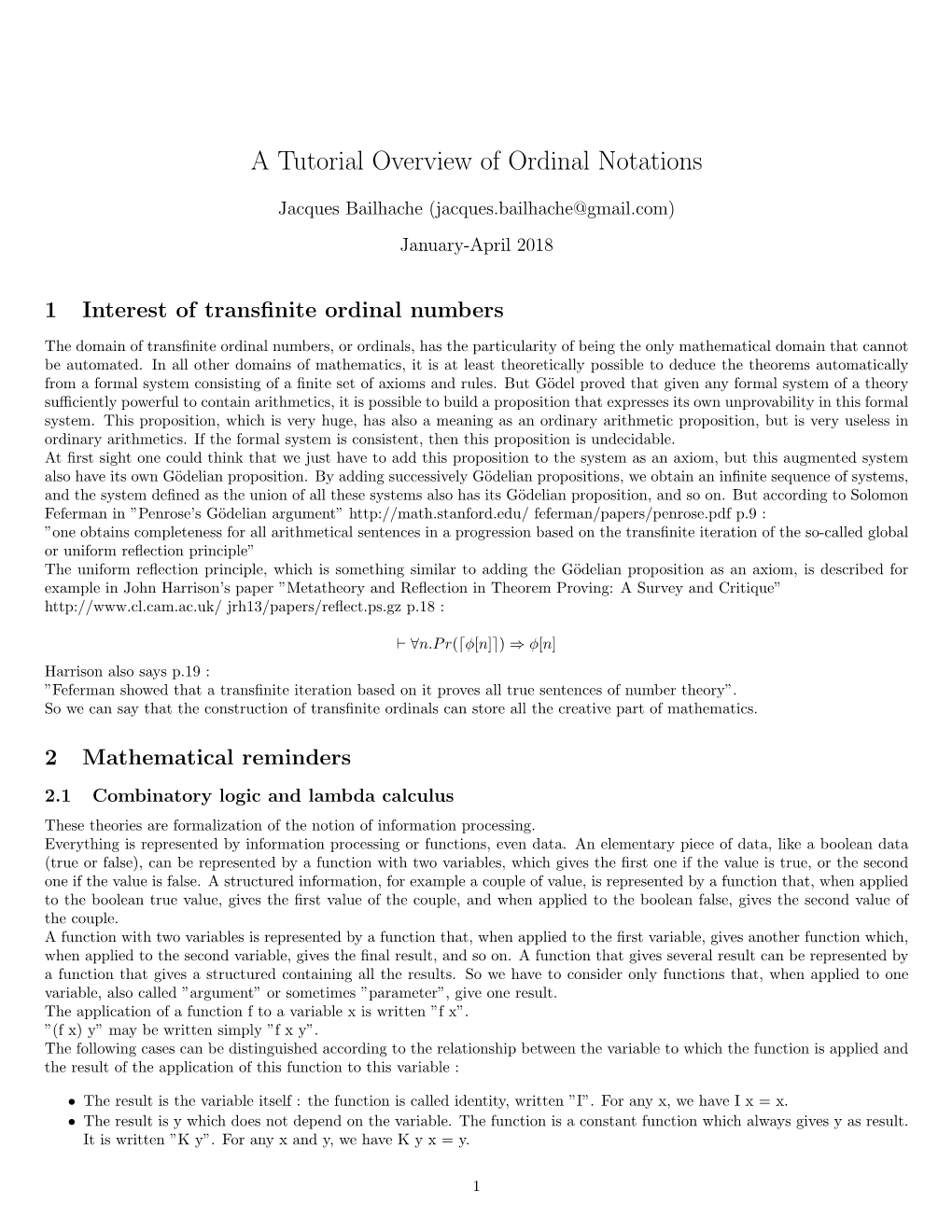 A Tutorial Overview of Ordinal Notations