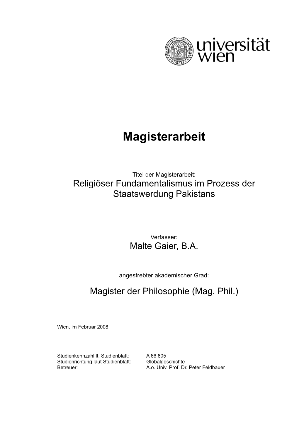 Magisterarbeit