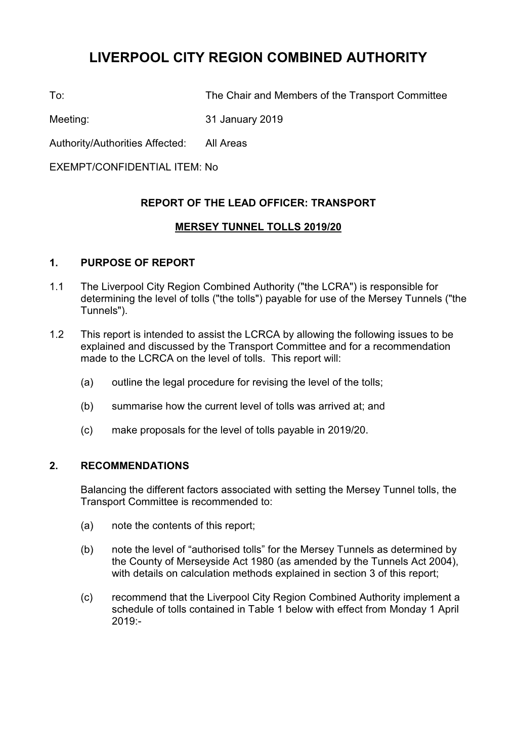 Mersey Tunnel Tolls 2019/20 PDF 269 KB