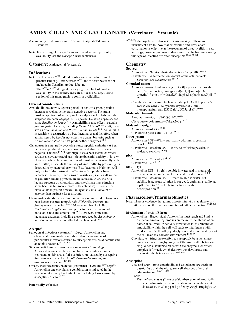 AMOXICILLIN and CLAVULANATE (Veterinary—Systemic)